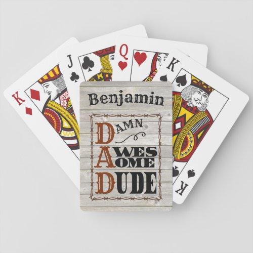 Awesome Dude Western Themed Custom Name Poker Cards