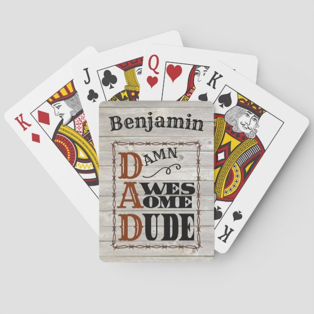 Awesome Dude Western Themed Custom Name Poker Cards (Back)