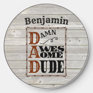 Awesome Dude Western Themed Custom Name Wireless Charger