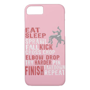 Awesome Eat Sleep Wrestling repeat iPhone 8/7 Case