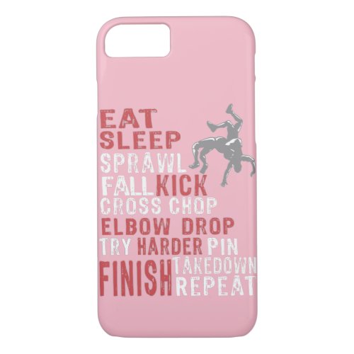 Awesome Eat Sleep Wrestling repeat iPhone 87 Case
