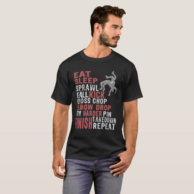 Awesome Eat Sleep Wrestling repeat T-Shirt (Front Full)