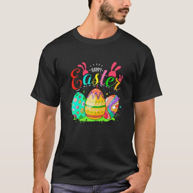 Awesome Egg Hunting Bunny Easter Happy Easter Day  T-Shirt (Front)