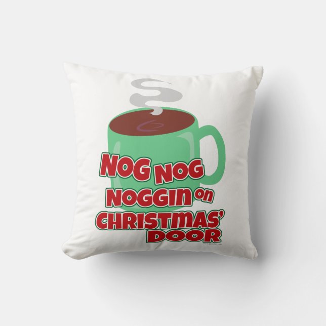 Awesome Eggnog Holiday Saying Throw Pillow (Front)