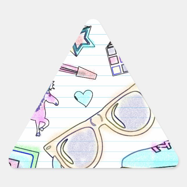 Awesome Eighties Coloring Book Pattern Triangle Sticker (Front)
