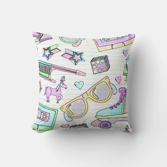 Awesome Eighties Coloring Book Wow Vibes Throw Pillow (Front)