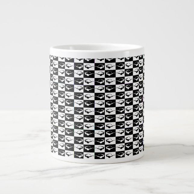 Awesome Eighties Mod Sunglasses Checkers Giant Coffee Mug (Front)