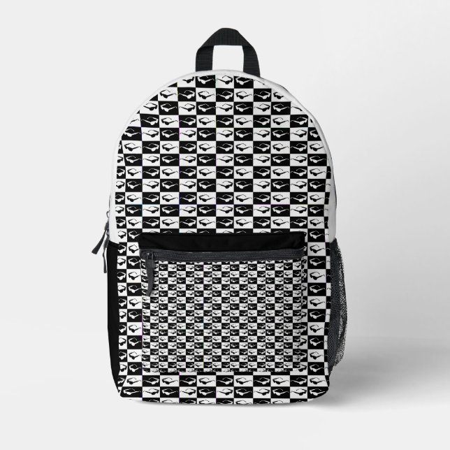 Awesome Eighties Mod Sunglasses Checkers Printed Backpack (Front)