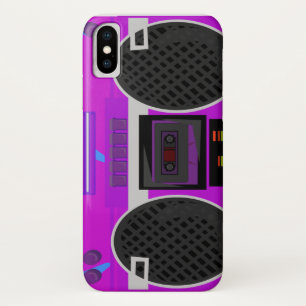 Awesome Eighties Purple Boombox iPhone X Case