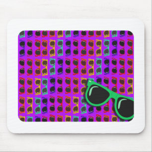 Awesome Eighties Sunglasses on Purple Mouse Pad