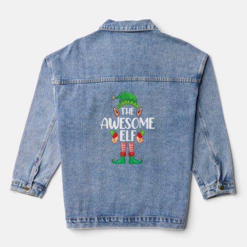 Awesome Elf Matching Family Group Christmas Party  Denim Jacket