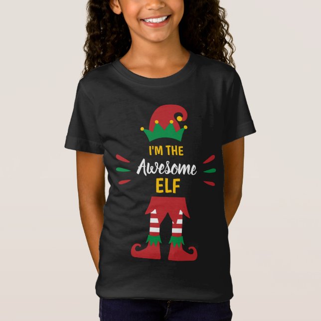 Awesome Elf | Personalized Christmas Elf Squad T-Shirt (Front)