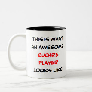 awesome euchre player Two-Tone coffee mug