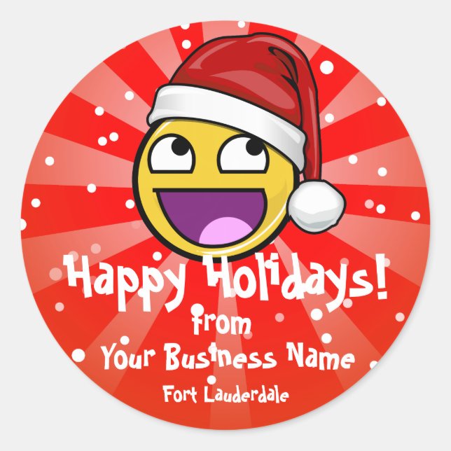 Awesome Face Meme Santa Hat Business Stickers (Front)