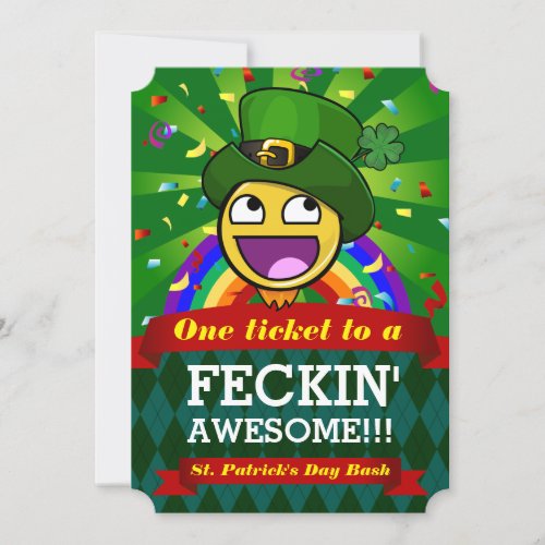 Awesome Face St Patricks Day Party Invitations