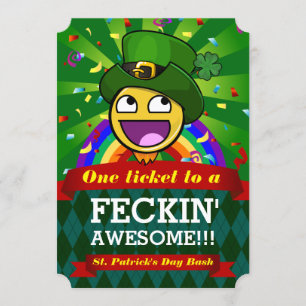 Awesome Face St. Patrick's Day Party Invitations