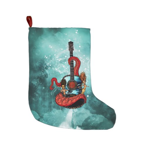 Awesome fantasy guitar large christmas stocking