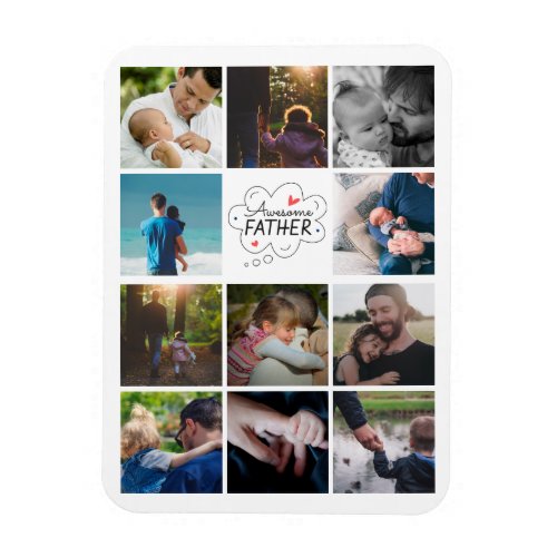 Awesome Father  Personalized 11 Photo Collage  Magnet