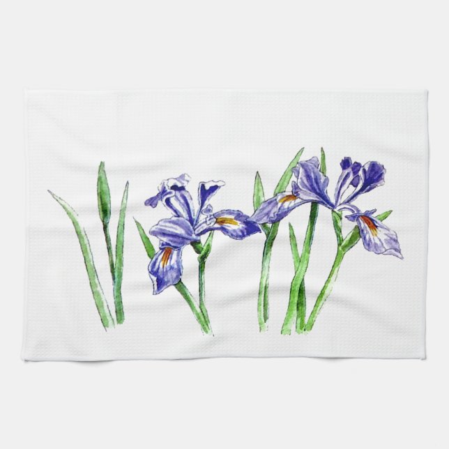 Awesome Feminine Blue Iris Design Photo Towel (Horizontal)