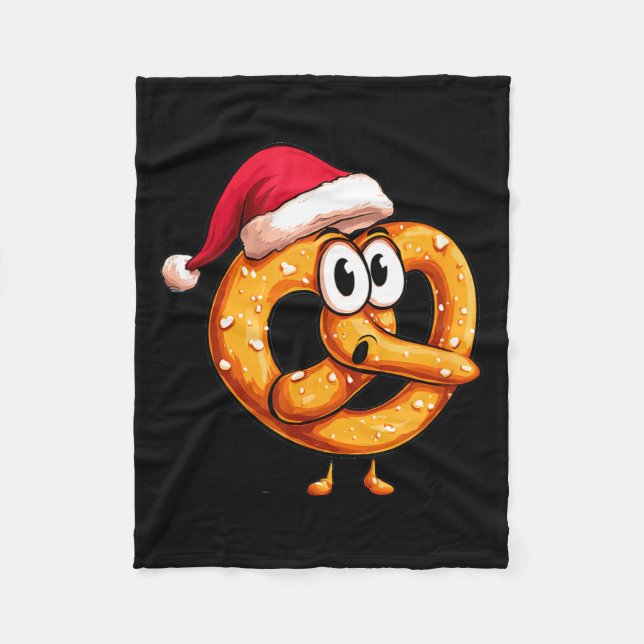 Awesome Festive Pretzel With Santa Claus Hat Costu Fleece Blanket (Front)