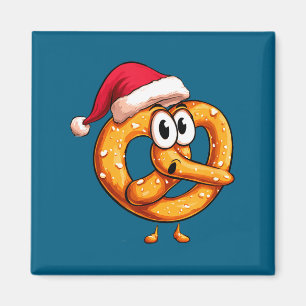 Awesome Festive Pretzel With Santa Claus Hat Costu Magnet