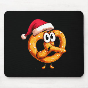 Awesome Festive Pretzel With Santa Claus Hat Costu Mouse Pad