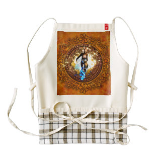 Awesome fighter in a circle with fire zazzle HEART apron