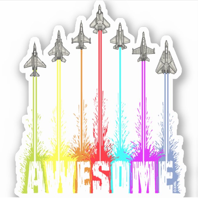 Awesome fighter jets sticker (Front)