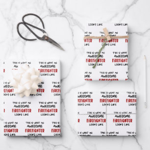Awesome Firefighter Funny Firefighter Wrapping Paper Sheets