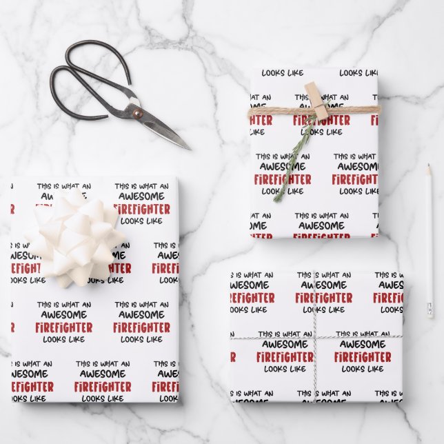 Awesome Firefighter Funny Firefighter Wrapping Paper Sheets (Front)