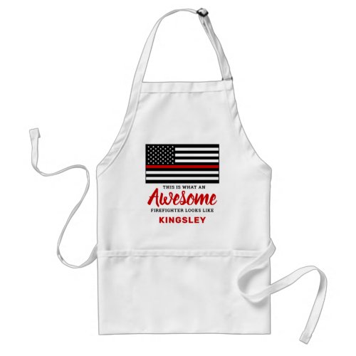 Awesome Firefighter Thin Red Line BBQ Adult Apron