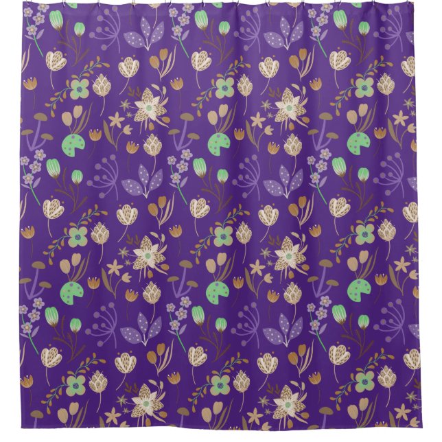 Awesome Floral Pattern Shower Curtain (Front)
