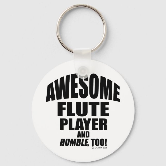 Awesome Flute Player Keychain (Front)