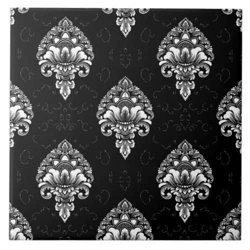 Awesome forever classic Victorian black and white  Ceramic Tile