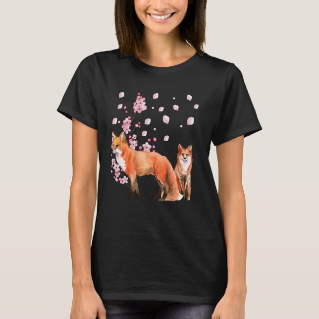 Awesome Foxes Lovers Shirt Japanese Cherry Flower  (Front)