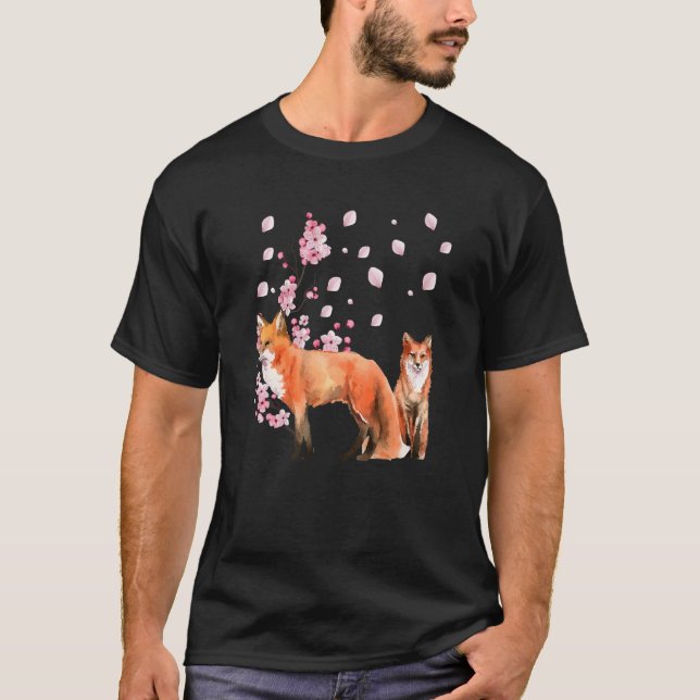 Awesome Foxes Lovers Shirt Japanese Cherry Flower  (Front)