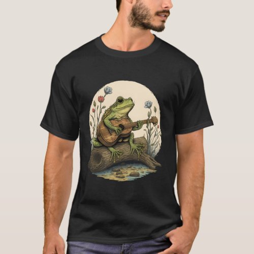 Awesome Frog Playing Guitar Frog Playing Banjo On  T_Shirt