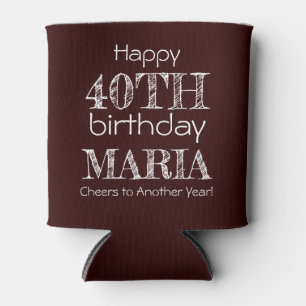 Awesome Funny Happy 40th Birthday Dark Red Maroon Can Cooler