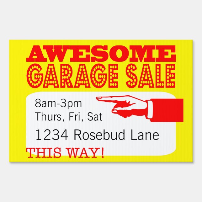 Awesome Garage Sale Sign | This Way, Over Here (Front)