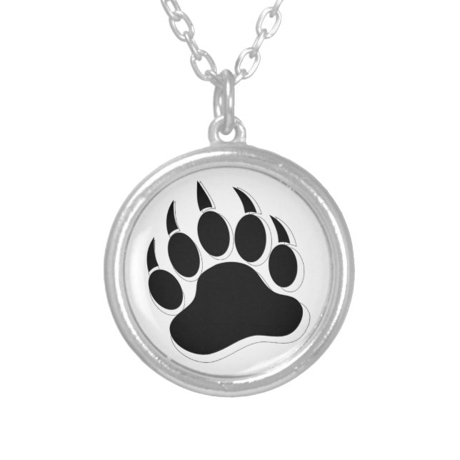 Awesome Gay Bear claw B&W 3D effect Silver Plated Necklace (Front)