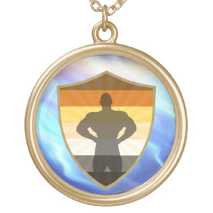 Awesome Gay bear Muscle Bear Shield Gold Plated Necklace