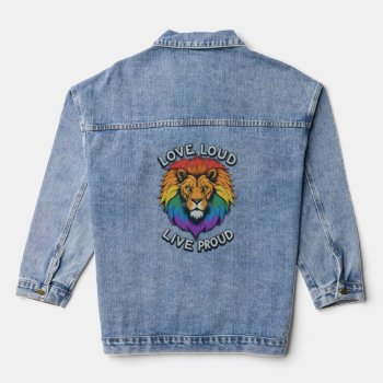 Awesome Gay Pride Lion Rainbow Love Loud Denim Jacket by FUNNSTUFF4U at Zazzle