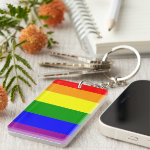 AWESOME GAY PRIDE RAINBOW FLAG KEYCHAIN