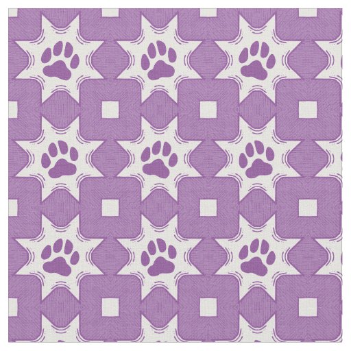 Awesome Geometric Purple Paw Print Fabric