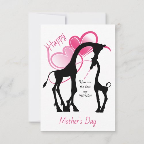 Awesome Giraffe wishes a happy mothers day   Thank You Card