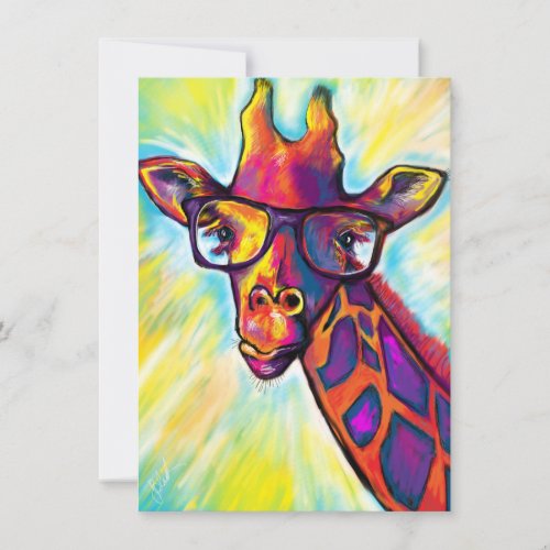 Awesome Giraffe With Glasses _ Blank Note Card