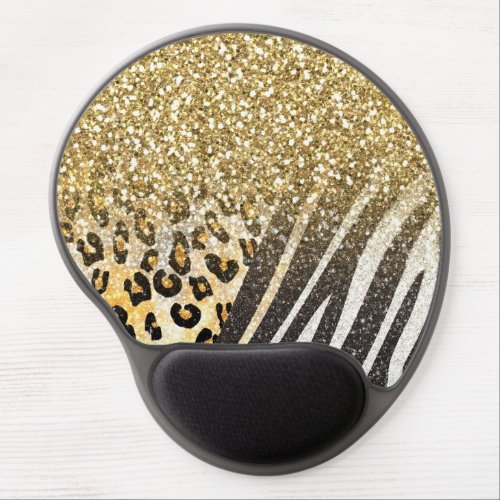 Awesome girly trendy gold leopard and zebra print gel mouse pad