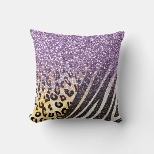 Awesome girly trendy gold leopard and zebra print throw pillow