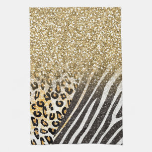 Awesome girly trendy gold leopard and zebra print towel