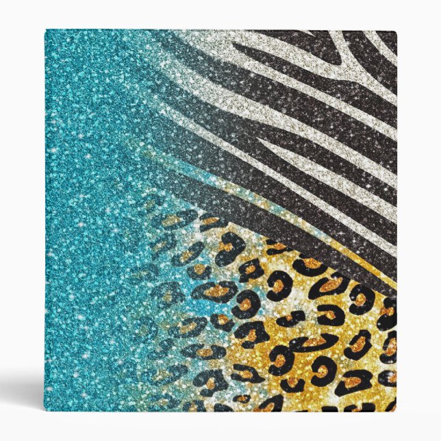 Awesome girly trendy leopard print, zebra stripes 3 ring binder (Front)